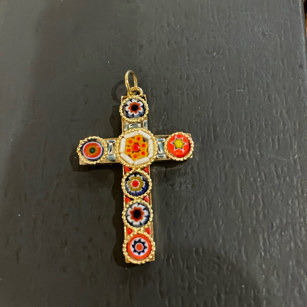 Italian Mosaic Cross Pendant